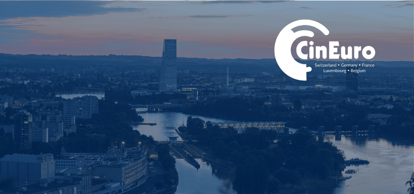 Vue de Bâle avec le logo Cineuro