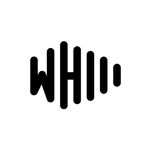 WHD logo in zwart wit met de 3 letters uitgerokken zodat deze een waveform nabootsen.