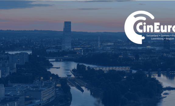 Vue de Bâle avec le logo Cineuro